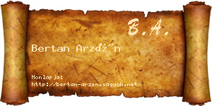 Bertan Arzén névjegykártya